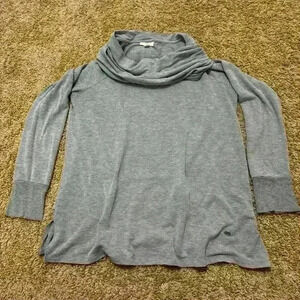 Cupio Grey Cowl Neck Tunic Sweater, Size L, Soft and Cozy Long Sleeve Top
